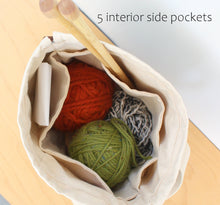 Load image into Gallery viewer, Floral Rifle Paper Co fabric knitting project bag
