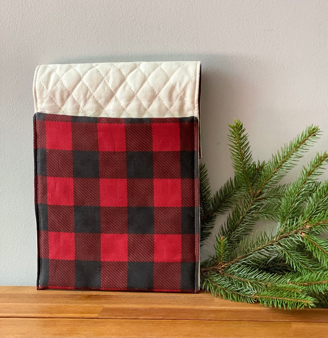 Unisex small holiday walker bag, Christmas walker tote, small walker tote, Gift for grandpa, small rollator bag, Buffalo plaid gift