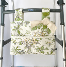 Load image into Gallery viewer, spring walker bag, walker tote, Mother’s Day gift, walker bag with pockets, nursing home needs, hip replacement gift, floral bag for elderly
