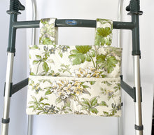 Load image into Gallery viewer, spring walker bag, walker tote, Mother’s Day gift, walker bag with pockets, nursing home needs, hip replacement gift, floral bag for elderly
