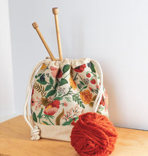 Load image into Gallery viewer, Floral Rifle Paper Co fabric knitting project bag
