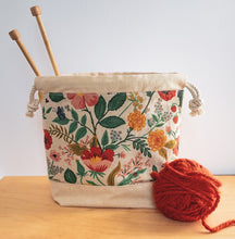 Load image into Gallery viewer, Floral Rifle Paper Co fabric knitting project bag
